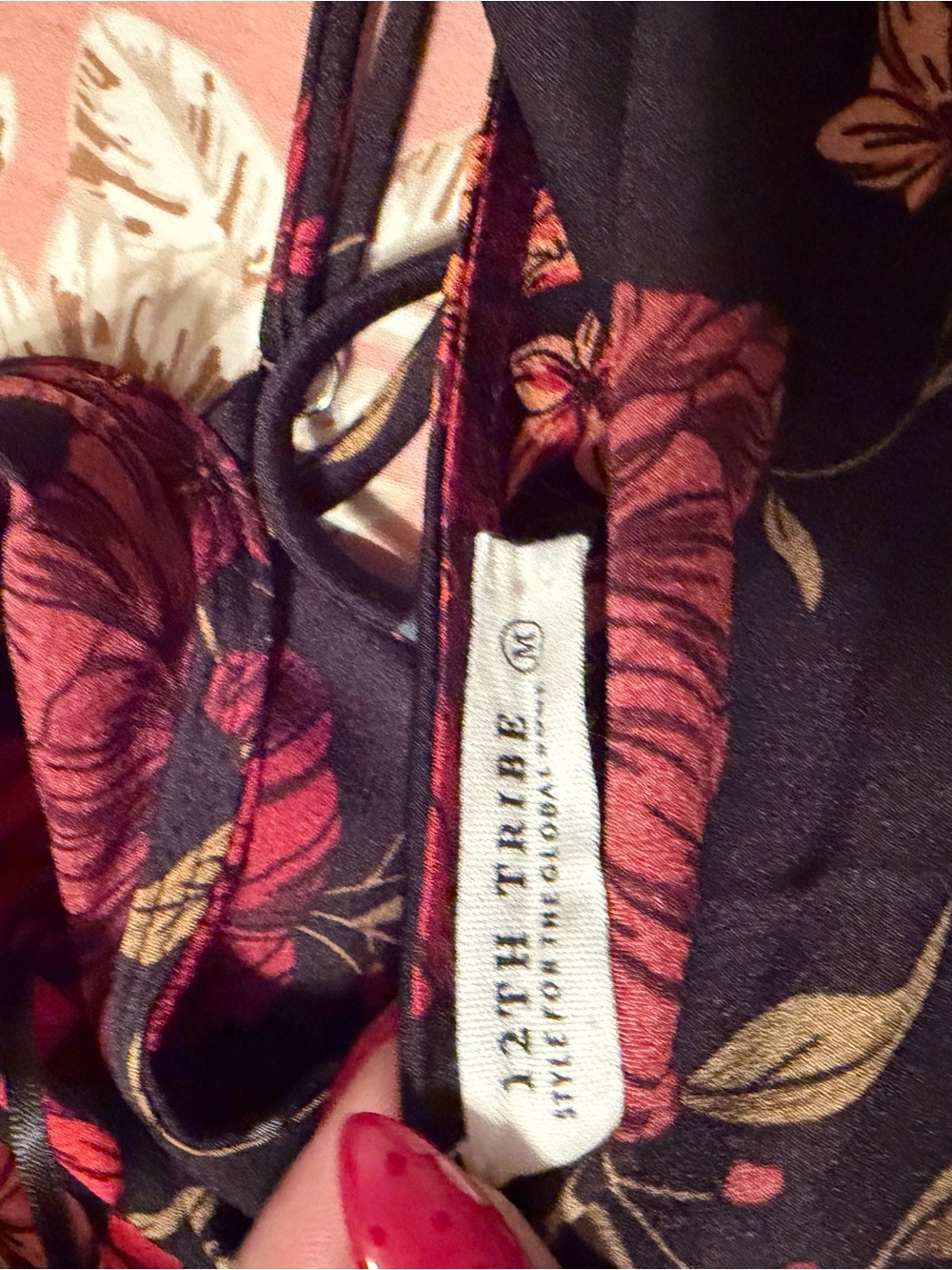 12th Tribe Black Maxi Slip Dress with Floral Print - Picture 4 of 5